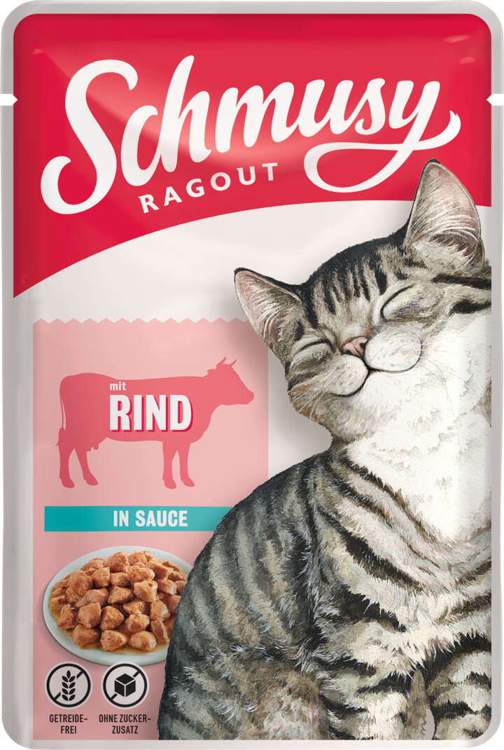 SCHMUSY Katzen-Nassfutter Ragout mit Rind in Sauce